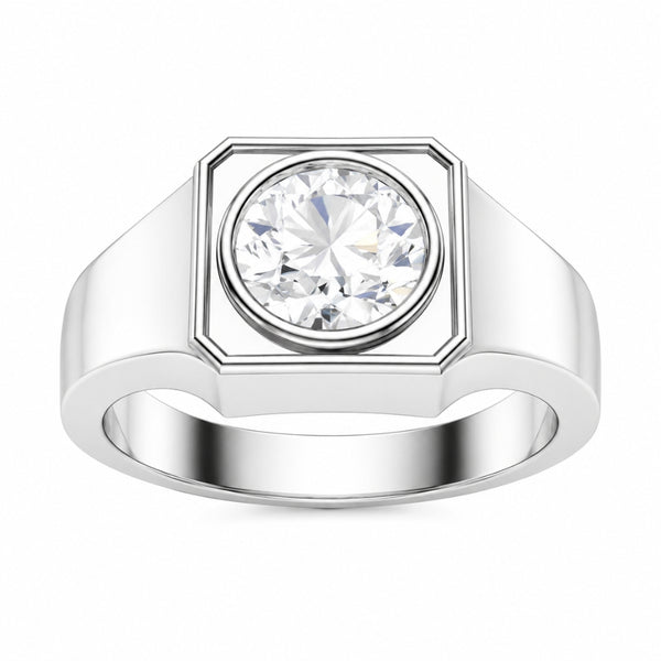 Lab Grown Diamond Round Cut Bezel Set Solitaire Promise Ring