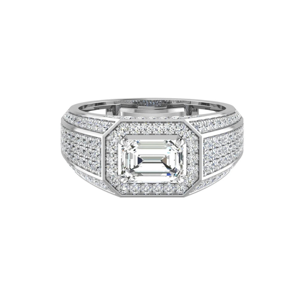 Emerald cut Lab Grown Diamond Halo Style Engagement Ring