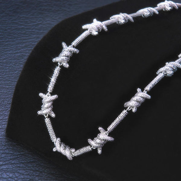Barbed Wire Link Iced Out Moissanite Hip Hop Chain