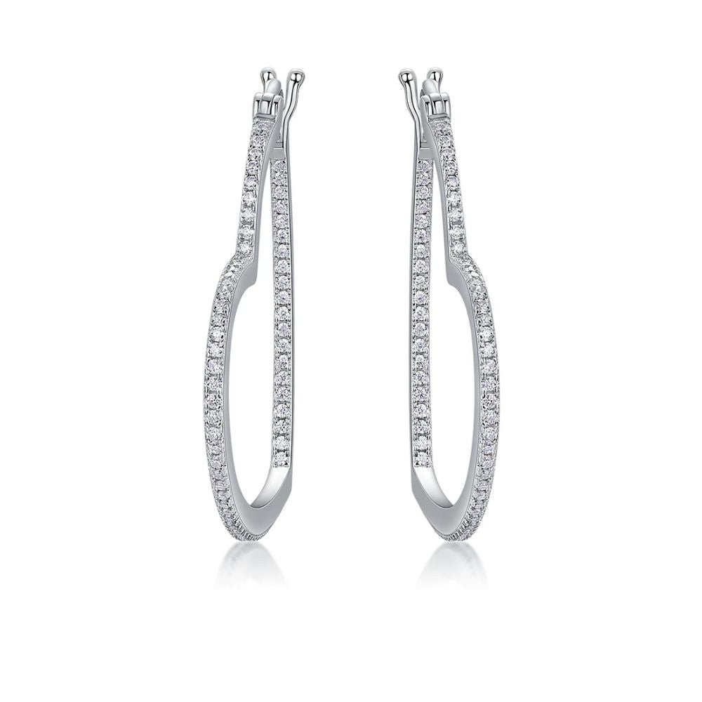 Colorless Moissanite Round Cut Classic Hoop Earrings