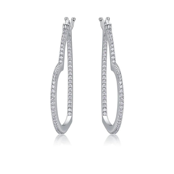 Colorless Moissanite Round Cut Classic Hoop Earrings