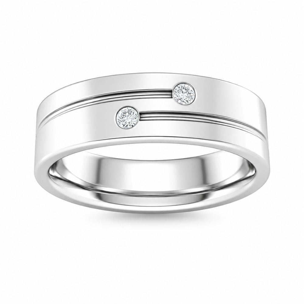 Round Cut Lab Grown Diamond Flush Set Wedding Band For Him