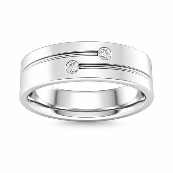 Round Cut Lab Grown Diamond Flush Set Wedding Band For Him