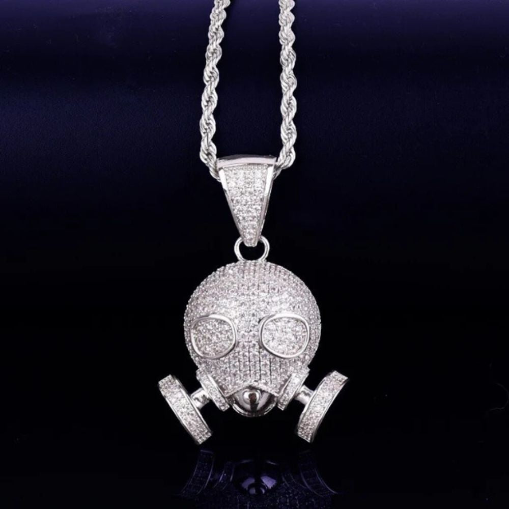 Round Cut Lab Grown Diamond gas mask Hip Hop Pendant