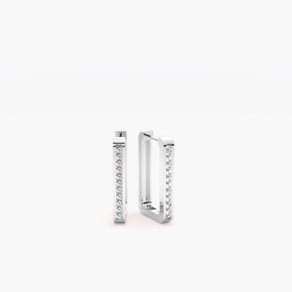 Round Cut Moissanite Pave Set Hoop Earings