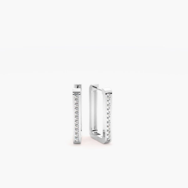 Round Cut Moissanite Pave Set Hoop Earings