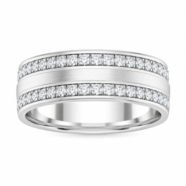 Lab Grown Diamond Round Cut Classic Pave Set Wedding Band