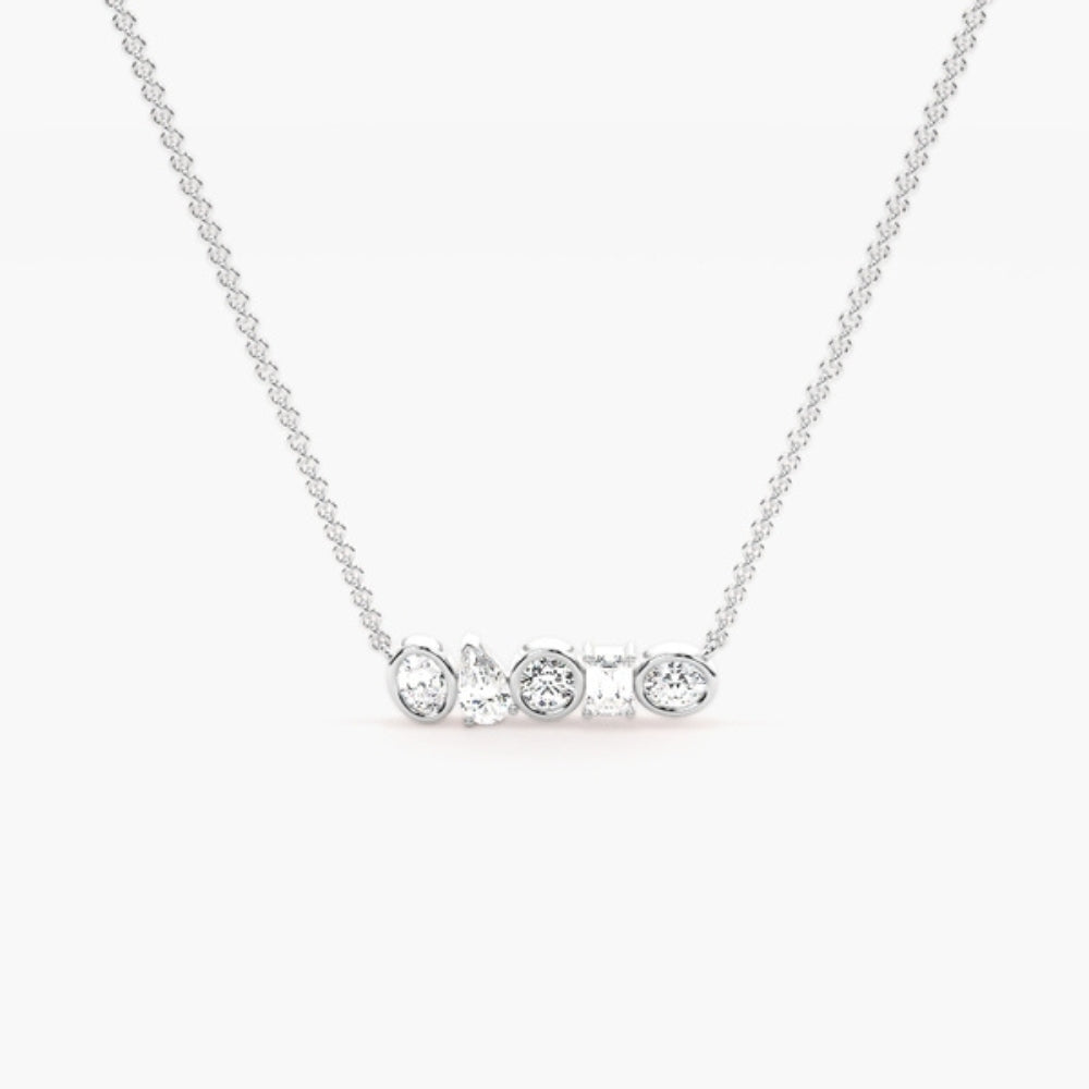 Multi Diamond Moissanite Five Stone Pendanr For Her