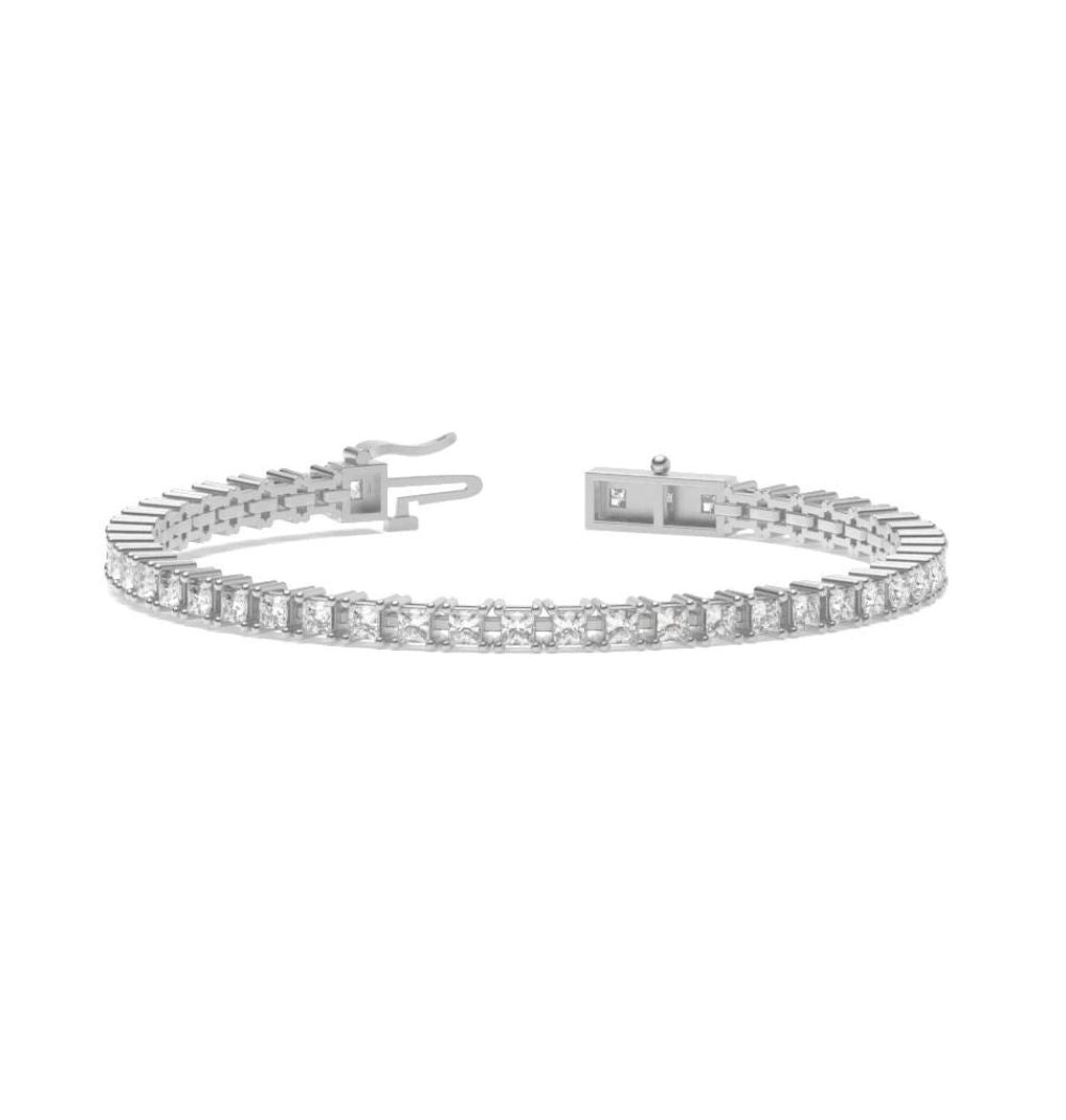 Princess Cut Colorless Moissanite Tennis Bracelet For Gift