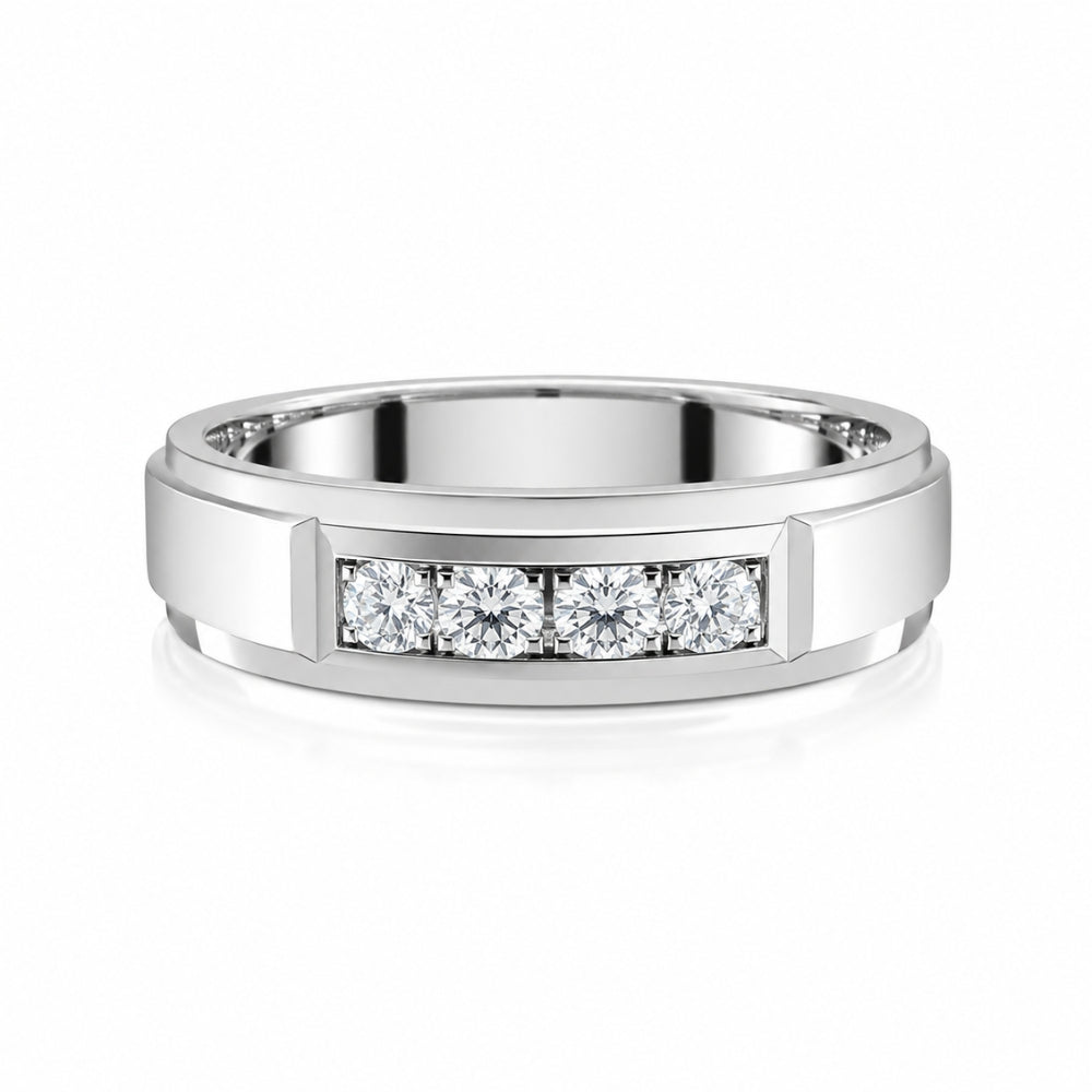 Men's Wear Round Cut Pave Set Lab Grown Diamond Promise Band