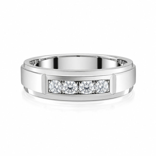 Men's Wear Round Cut Pave Set Lab Grown Diamond Promise Band
