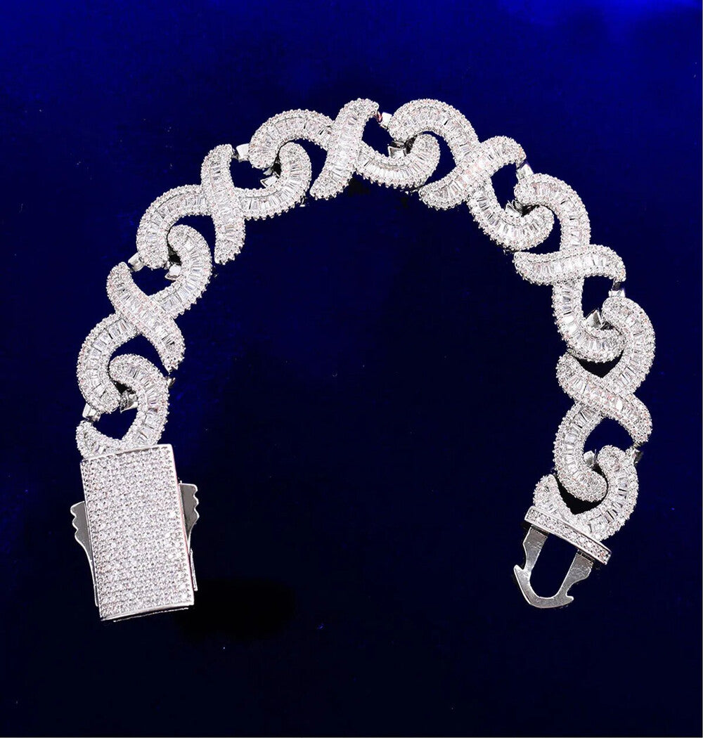 Iced Out Moissanite Infinity Link Hip Hop Bracelet