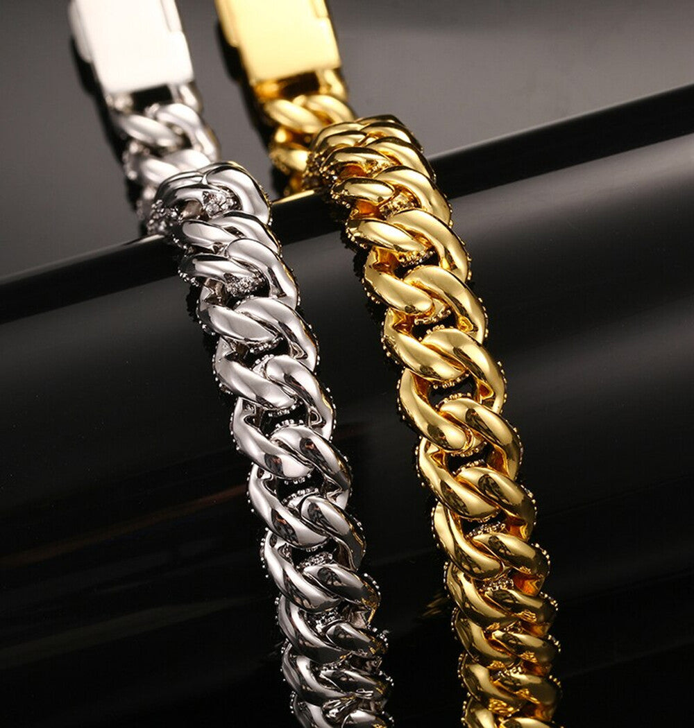 Colorless Moissanite  Iced Out Cuban Link Bracelet