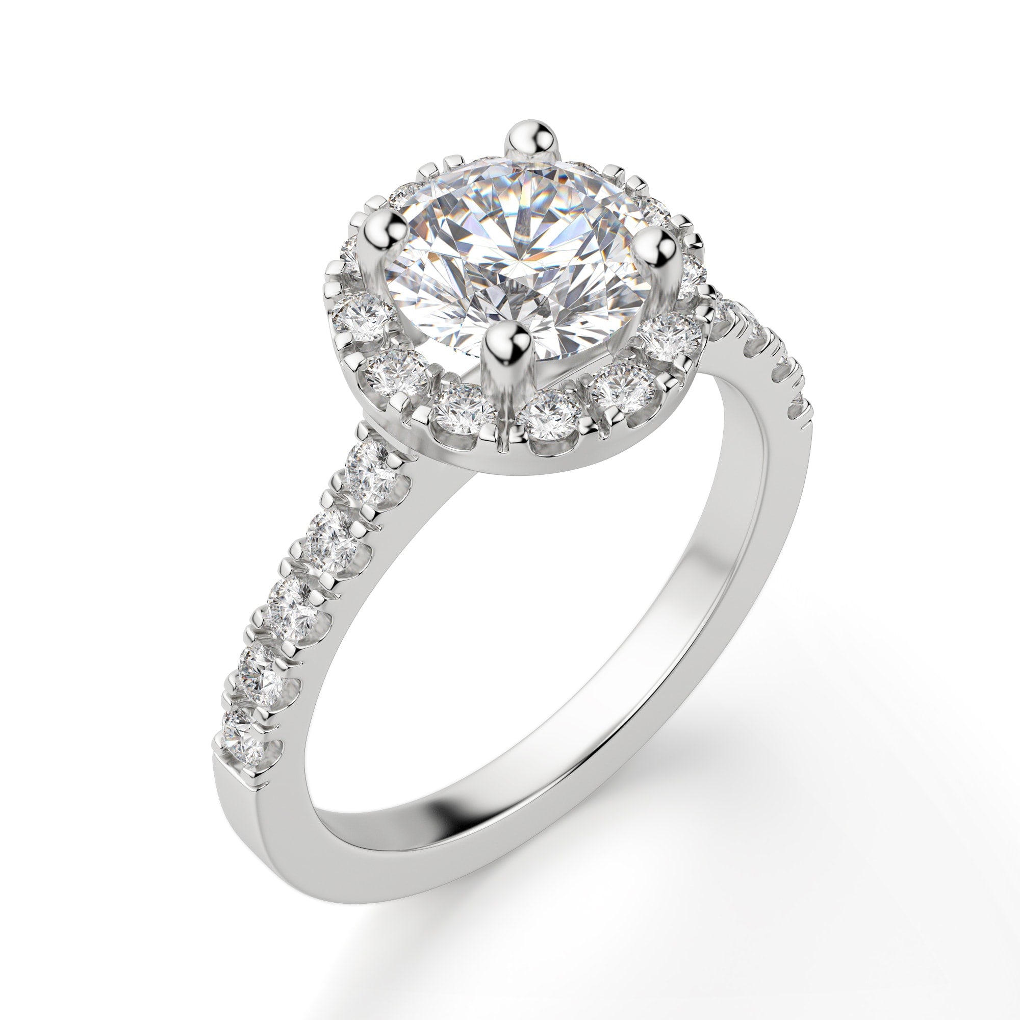 Brilliant Round Cut Halo Moissanite Ring