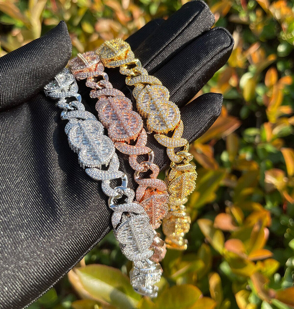 Dollar Sign Iced Out Colorless Moissanite Hip Hop Bracelet