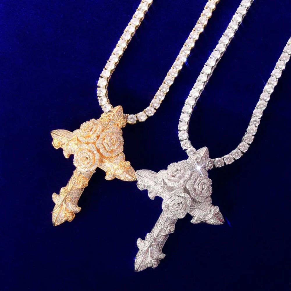 Lab Grown Diamond Round Cut Cross Hip Hop Pendant