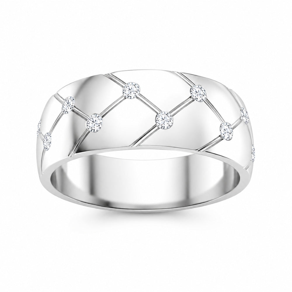 Round Cut Lab Grown Diamond Flush Set Wedding Band For Men