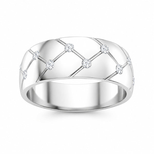 Round Cut Lab Grown Diamond Flush Set Wedding Band For Men