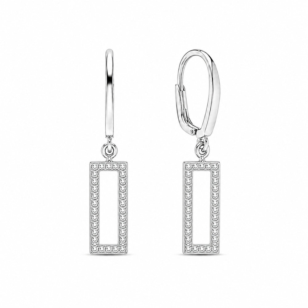 VVS1 Moissanite Round Cut Rectangle Style Drop Dangle Earrings