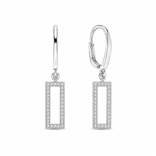 VVS1 Moissanite Round Cut Rectangle Style Drop Dangle Earrings