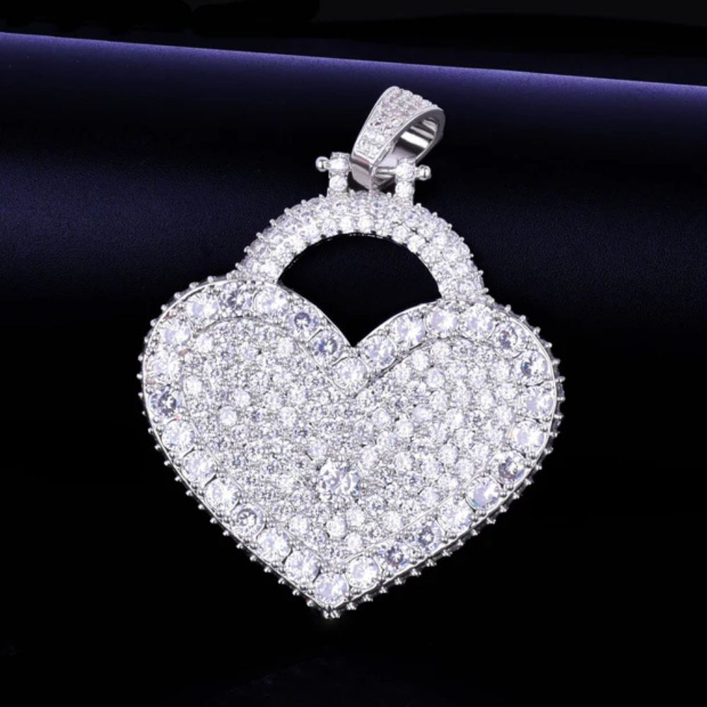 Lab Grown Diamond Round Cut Heart Hip Hop Pendant