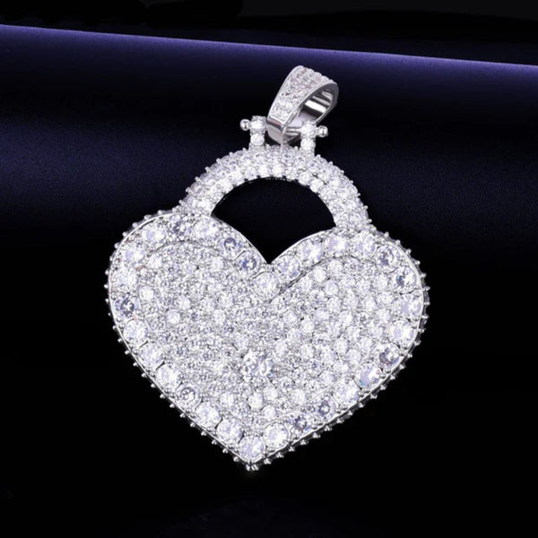 Lab Grown Diamond Round Cut Heart Hip Hop Pendant