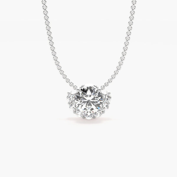 Round Cut Moissanite Half Halo Pendant