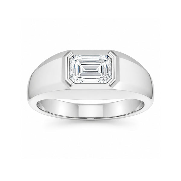 Emerald Cut Solitaire Bar Set Lab Grown Diamond Promise Ring