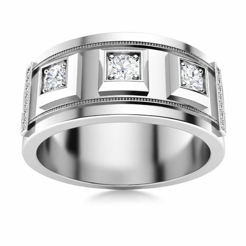 Round Cut Lab Grown Diamond Classic Wedding Band