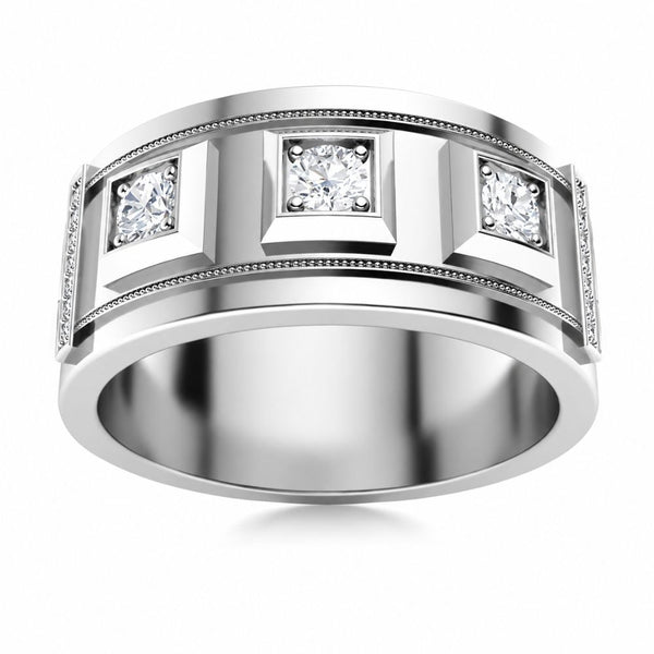 Round Cut Lab Grown Diamond Classic Wedding Band