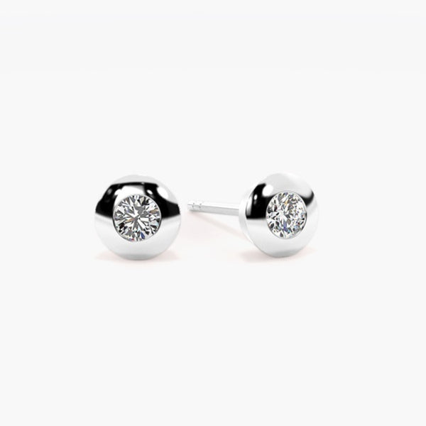 Round Cut Bezel Set Moissanite Solitaire Stud Earring
