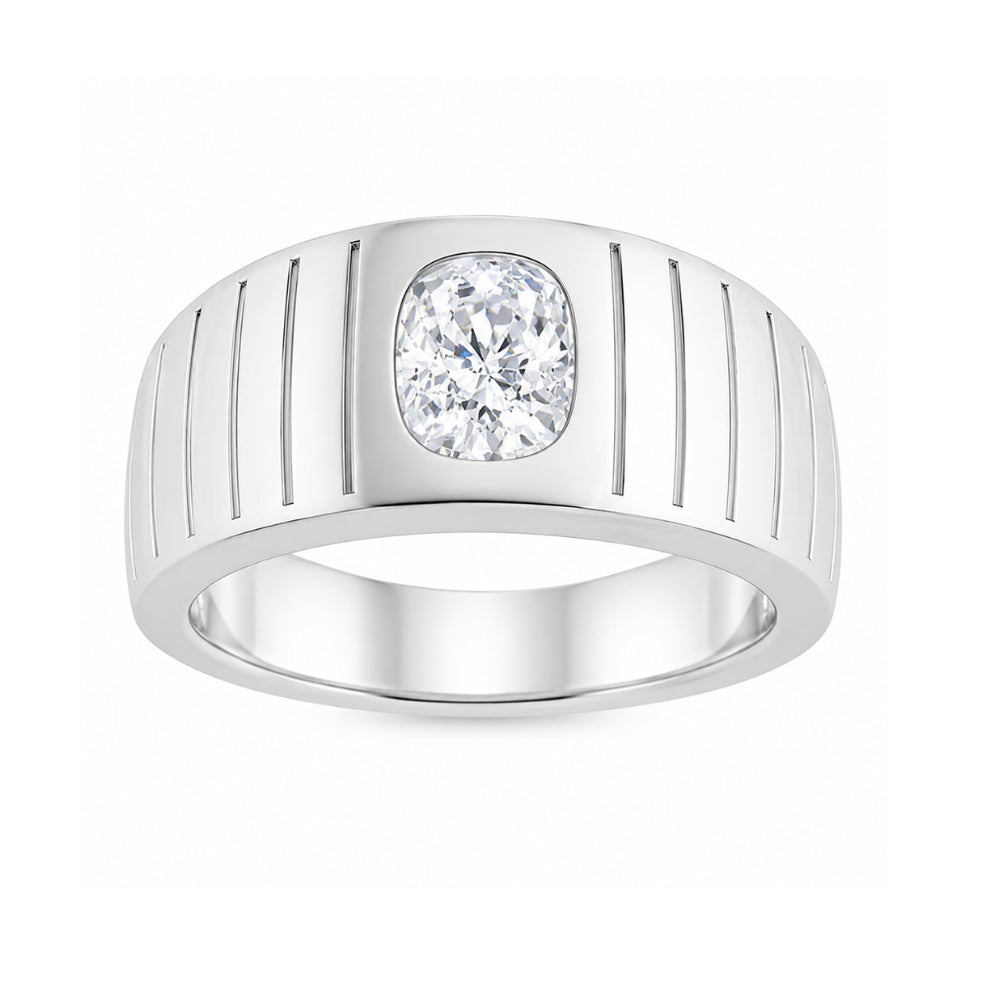 Elongated Cushion Cut Solitaire Flush Set Engagement Ring