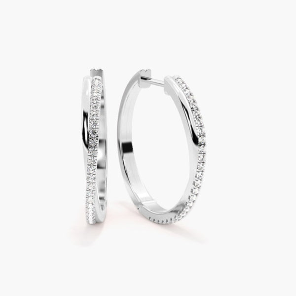 Round Cut Pave Set Moissanite Hoop Earrings