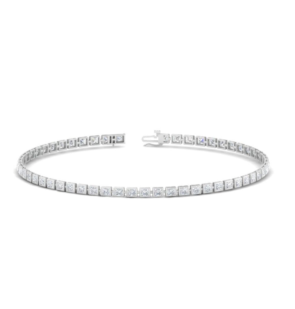 Princess Cut Bezel Set Moissanite Bracelet For Anniversary Gift
