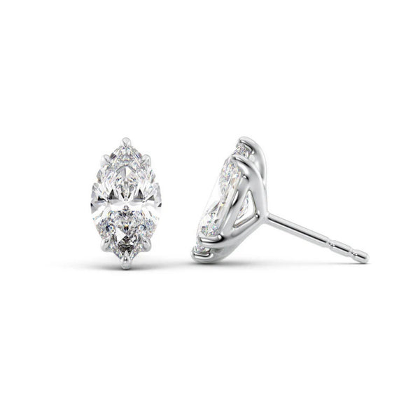Marquise Cut Moissanite Claw Prong Solitaire Earring