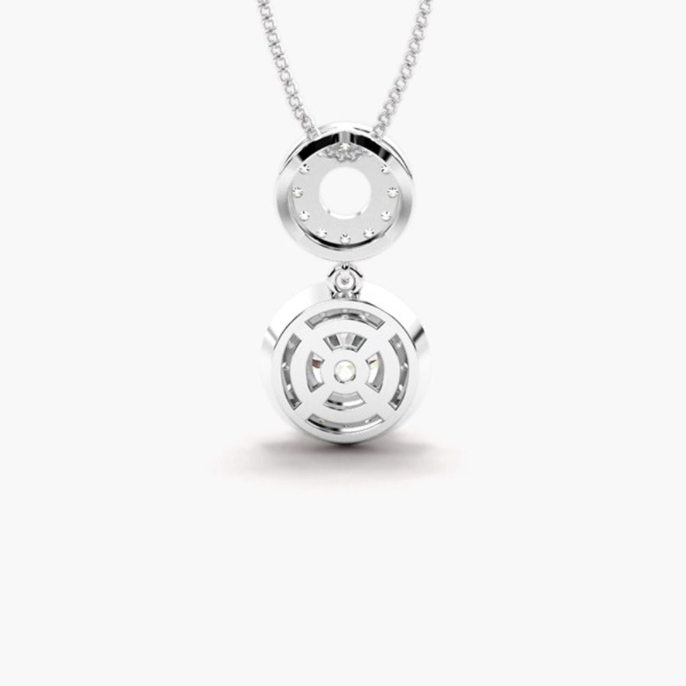 Moissanite Round Cut Halo Style Pendant For Her