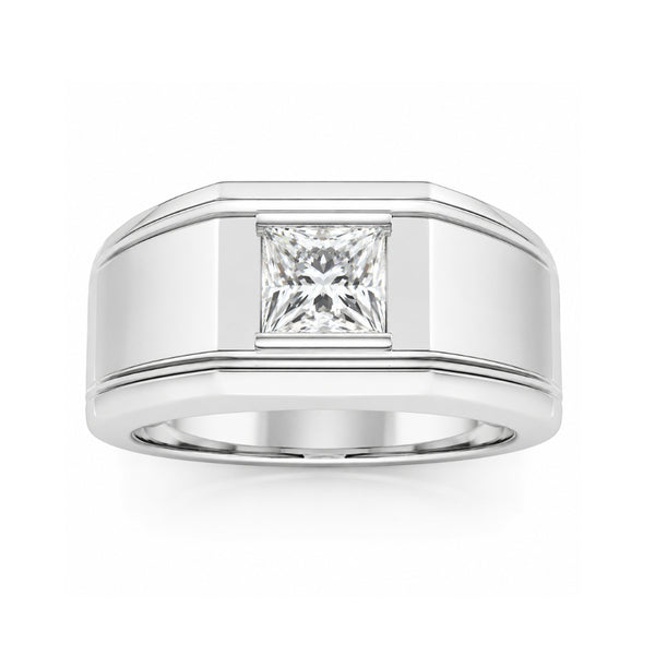 Princess Cut Lab Grown Diamond Bar Set  Engagement Ring For Men