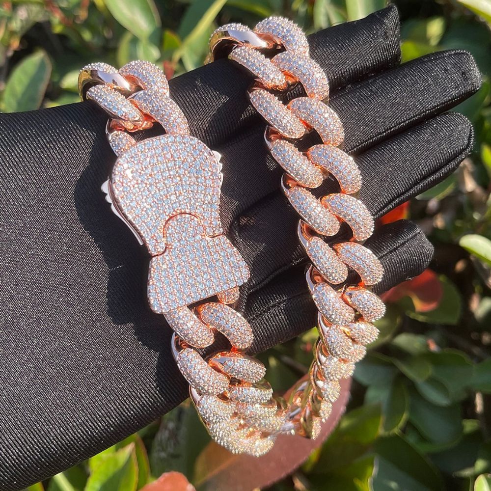 Iced Out Round Cut Lab Grown Diamond Miami Cuban Link Chain