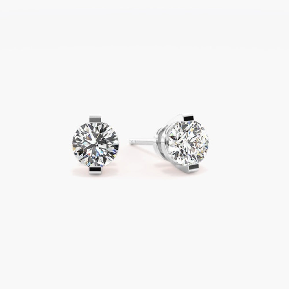 Moissanite Round Cut Solitaire Stud Earring For Women