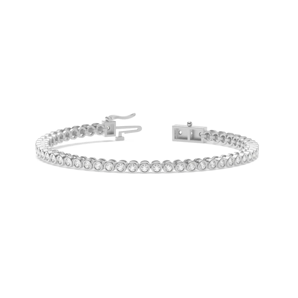 Round Cut Moissanite Bezel Set Tennis Bracelet