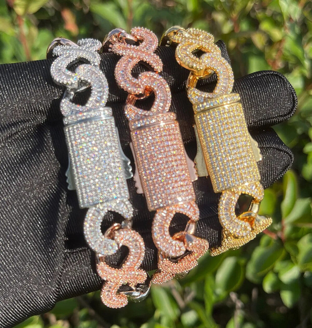 Iced Out Moissanite Infinity Link Hip Hop Bracelet