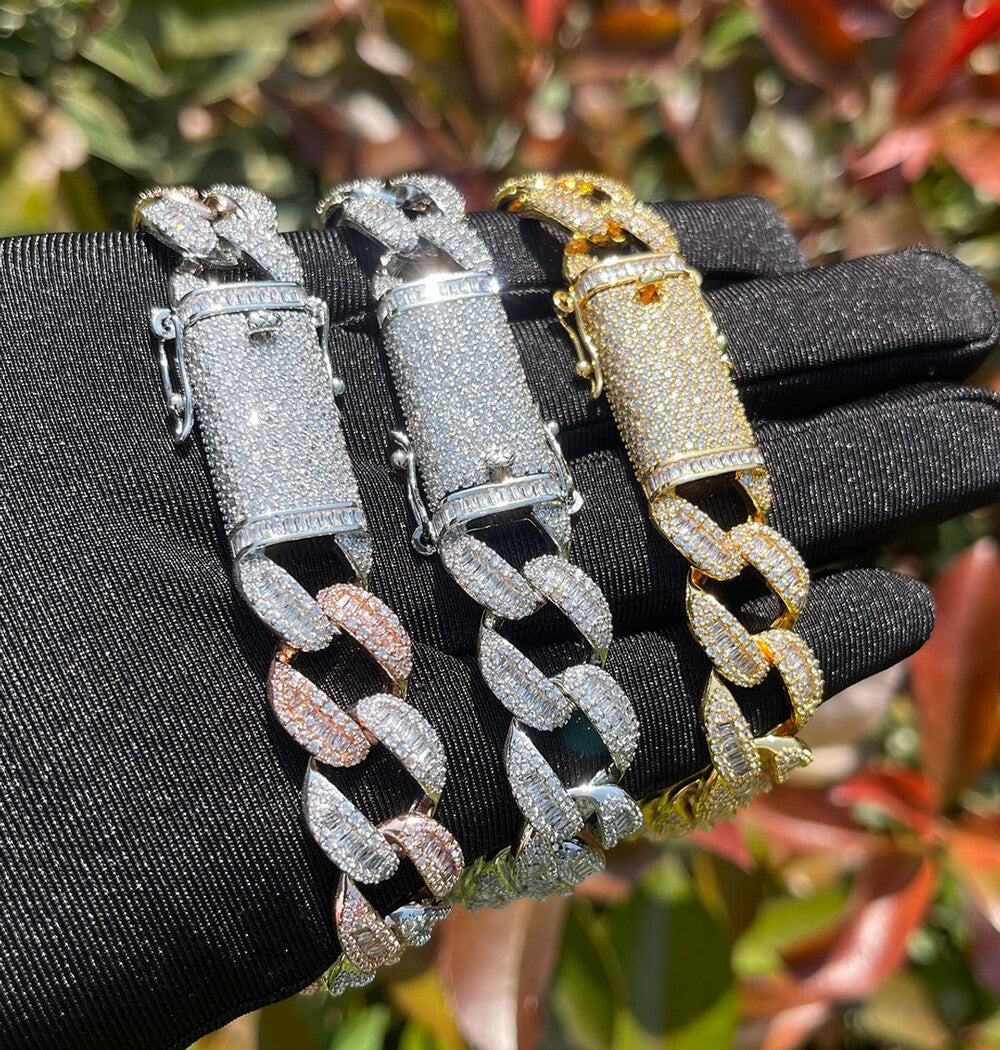 Iced Out Moissanite Link Hip Hop Bracelet