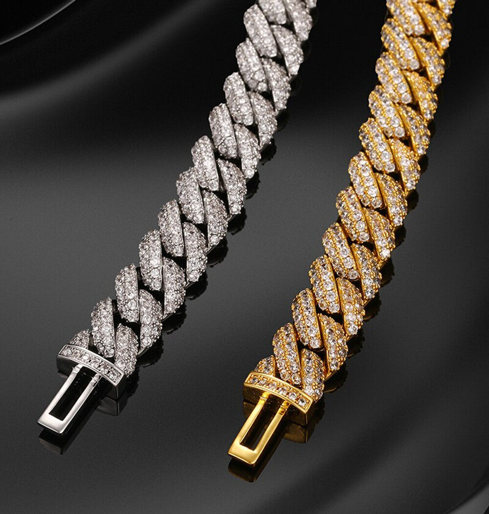 Colorless Moissanite  Iced Out Cuban Link Bracelet