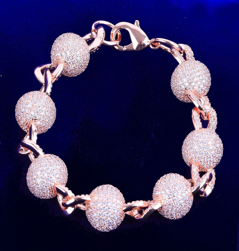 Colorless Moissanite Round Cut Link Bracelet For Men