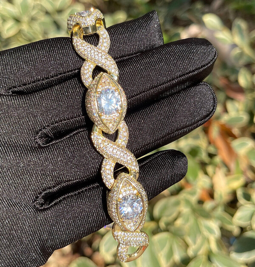 VVS1 Eye Infinity Moissanite Hip Hop Cuban Bracelet