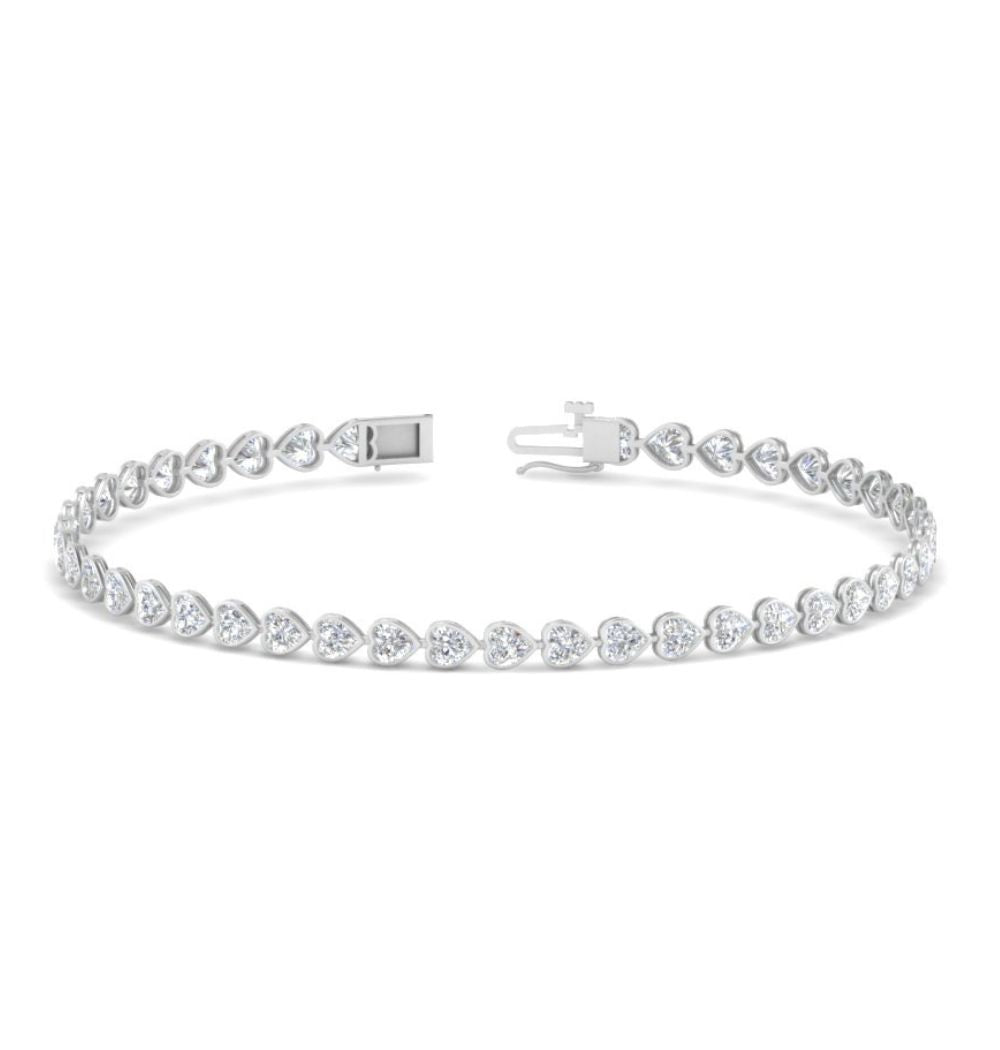 Heart Cut Colorless  Moissanite Bezel Set Bracelet