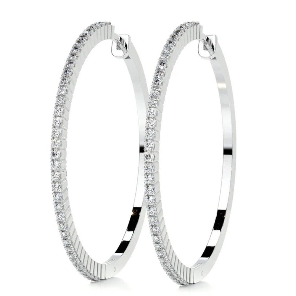 Round Cut Moissanite Pave Set Hoop Earrings For Women