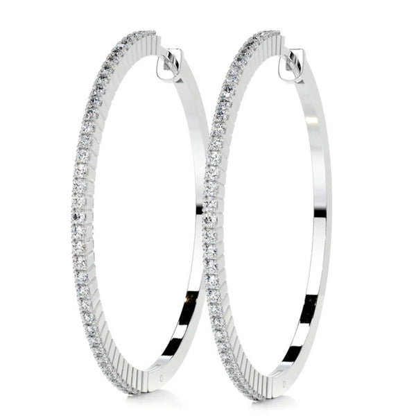Round Cut Moissanite Pave Set Hoop Earrings For Women