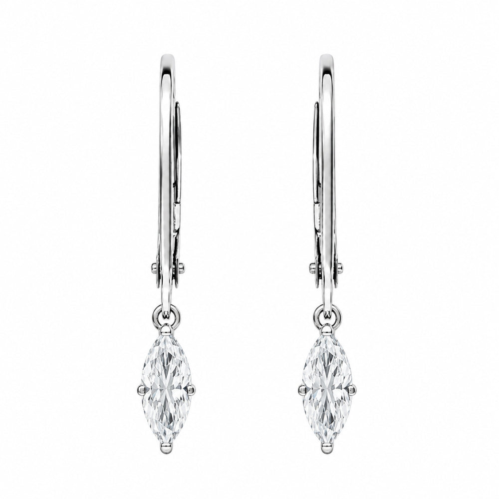 Solitaire Marquise Cut Moissanite Drop Dangle Earrings