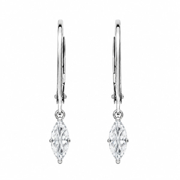Solitaire Marquise Cut Moissanite Drop Dangle Earrings
